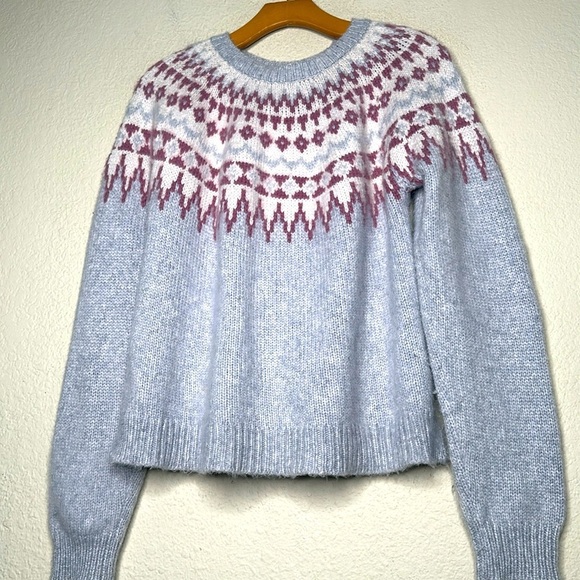 Marine Layer Bethany Fair Isle Wool Alpaca Sweater Gray Size XL Chunky Cozy - Picture 8 of 9